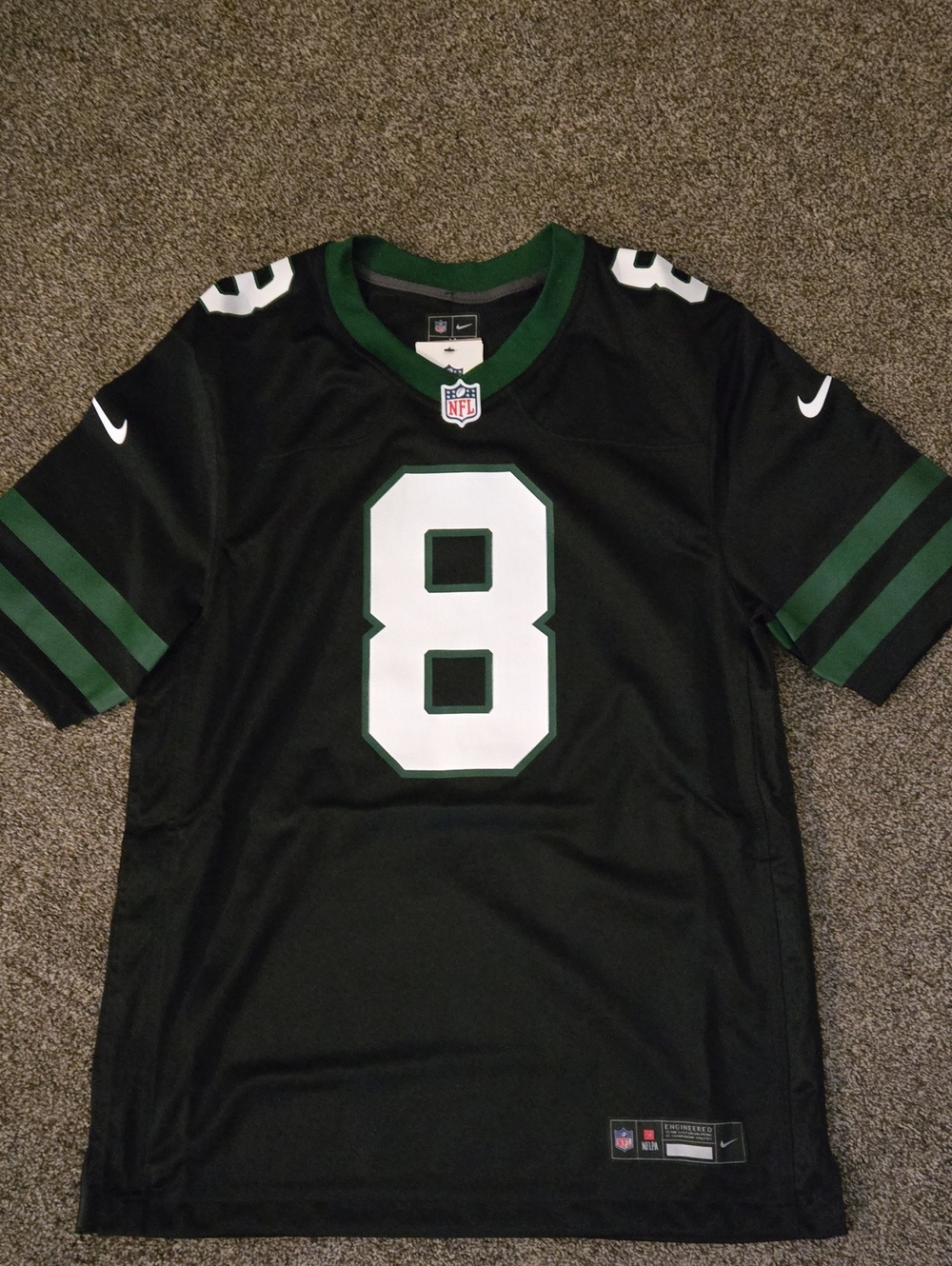Nwt Jets Nike Black & Green #8 Football Jersey